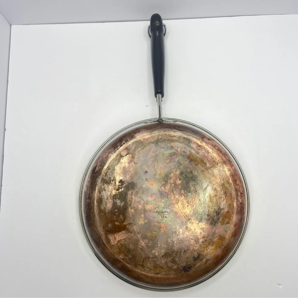 Revere Ware‎ Frying Pan 10 in Copper Bottom 1801 Made in USA Vtg Skillet No Lid